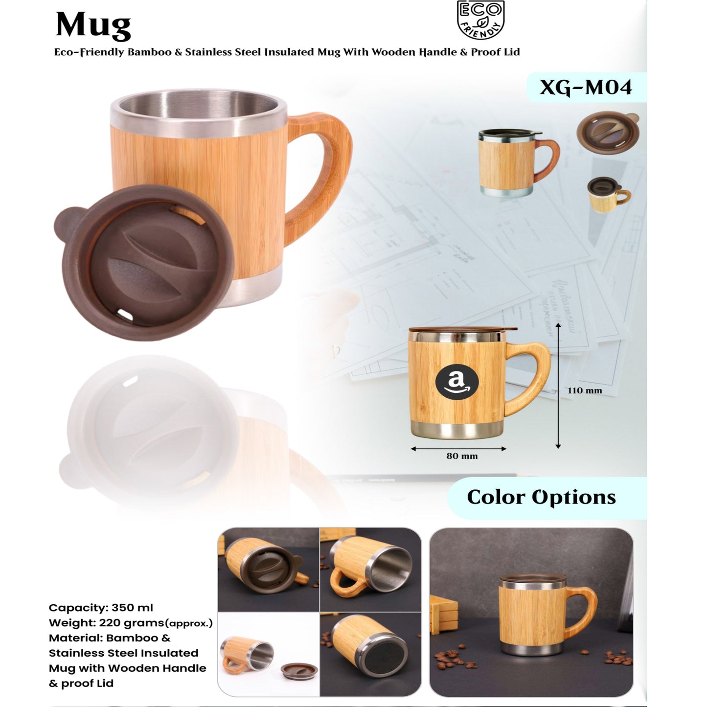 Bamboo &amp; Stainless Steel Insulated Mug XG - M04 MARSH Corporate gifts