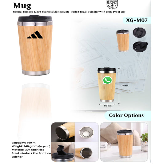 Stainless Steel Interior + Eco Bamboo Exterior Mug XG- M07 MARSH Corporate gifts