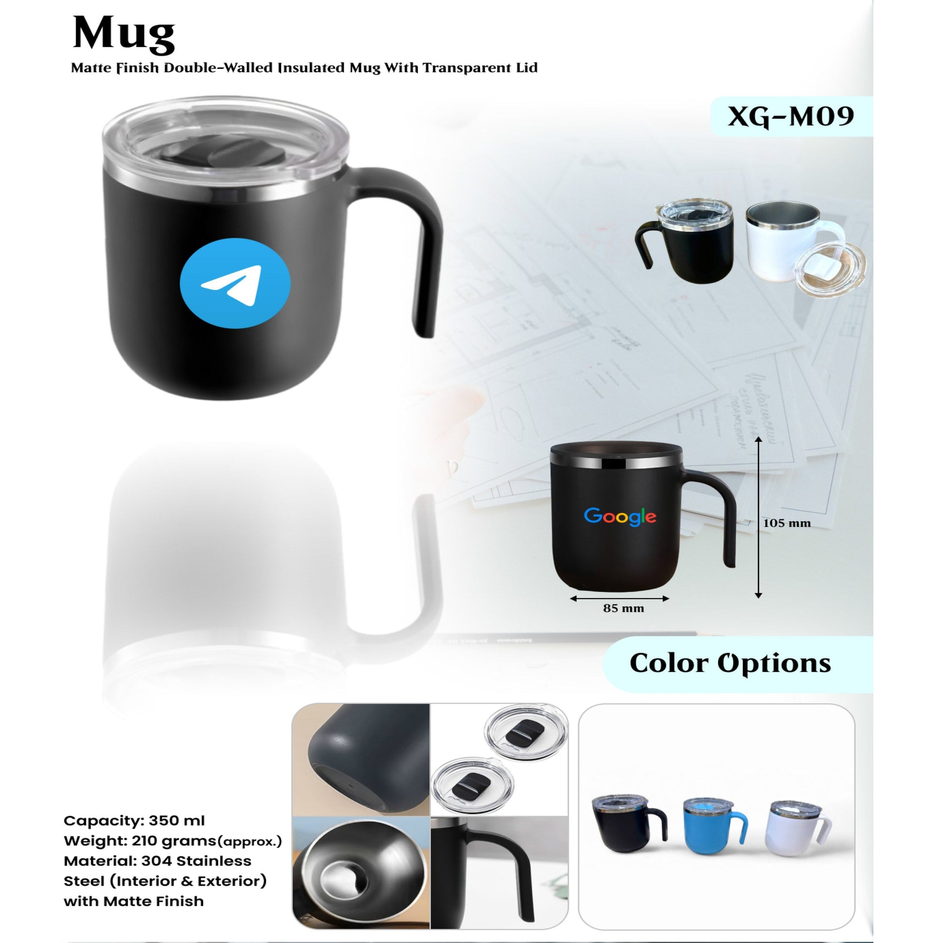 304 Stainless Steel (Interior &amp; Exterior) With Matte Finish Mug XG - M09 MARSH Corporate gifts