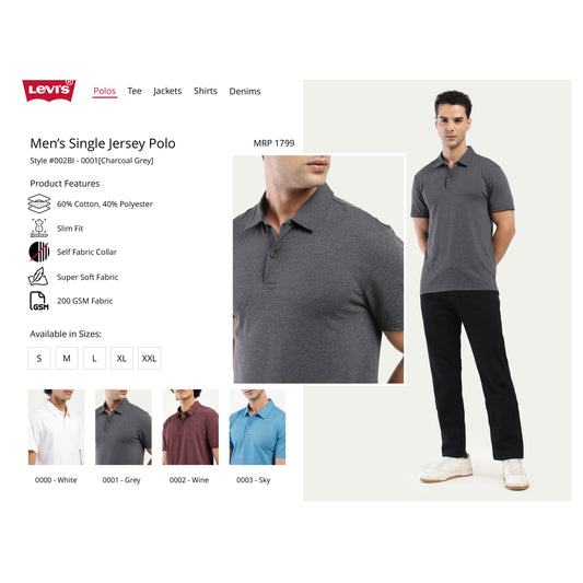 Levi's Single Jersey Polo T-shirt – Poly-Cotton