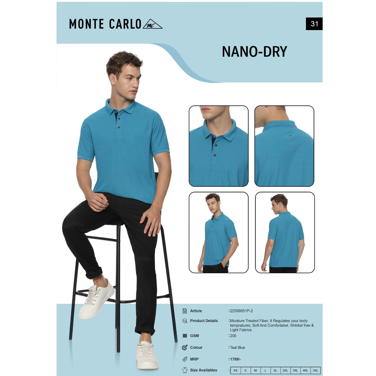Monte Carlo Nano Dry-fit Polo T-shirt