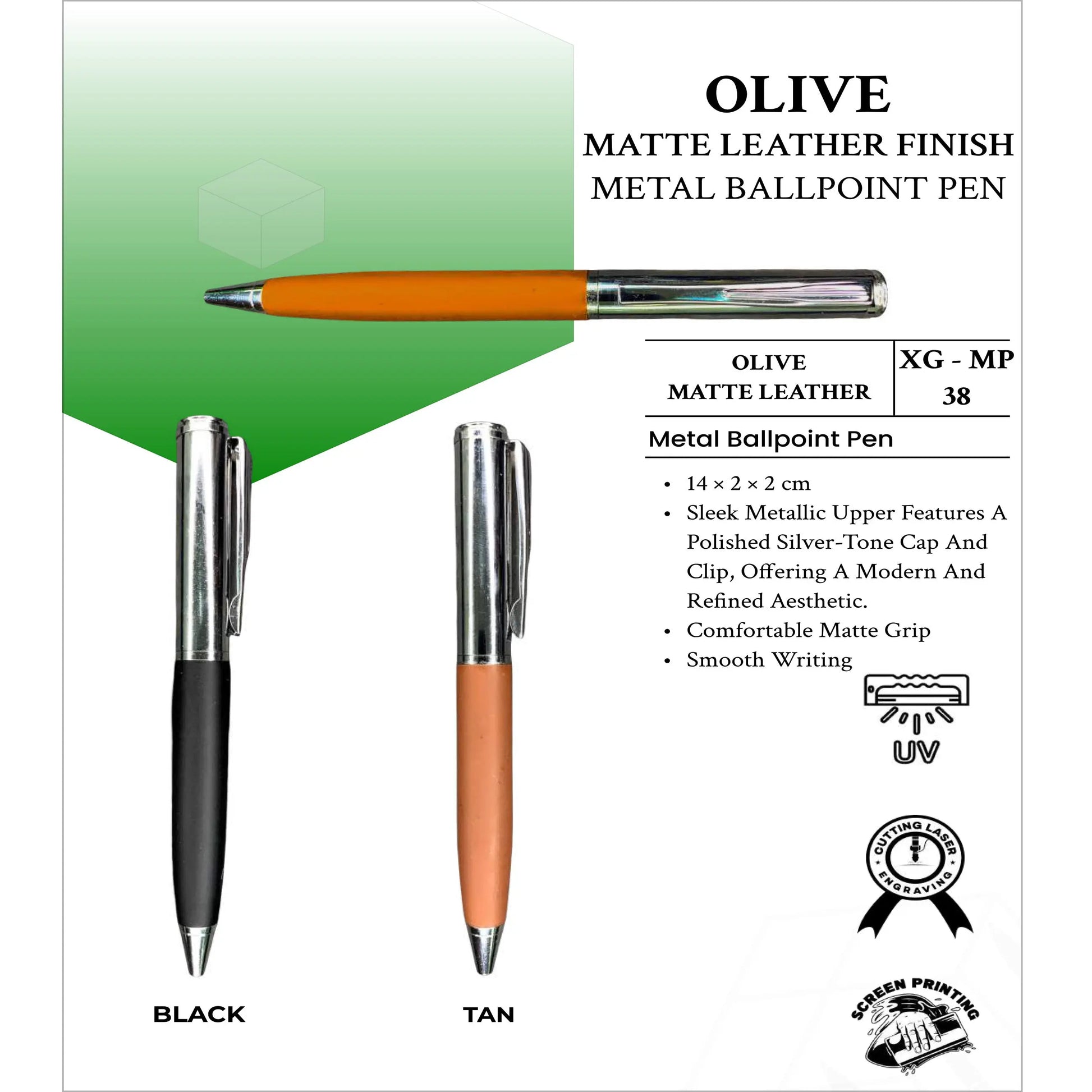 Olive Matte Leather Finish Metal  Ball Point Pen XG- MP38 MARSH Corporate gifts