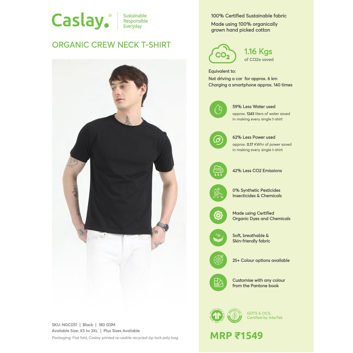 Caslay Organic Crew Neck T-shirt