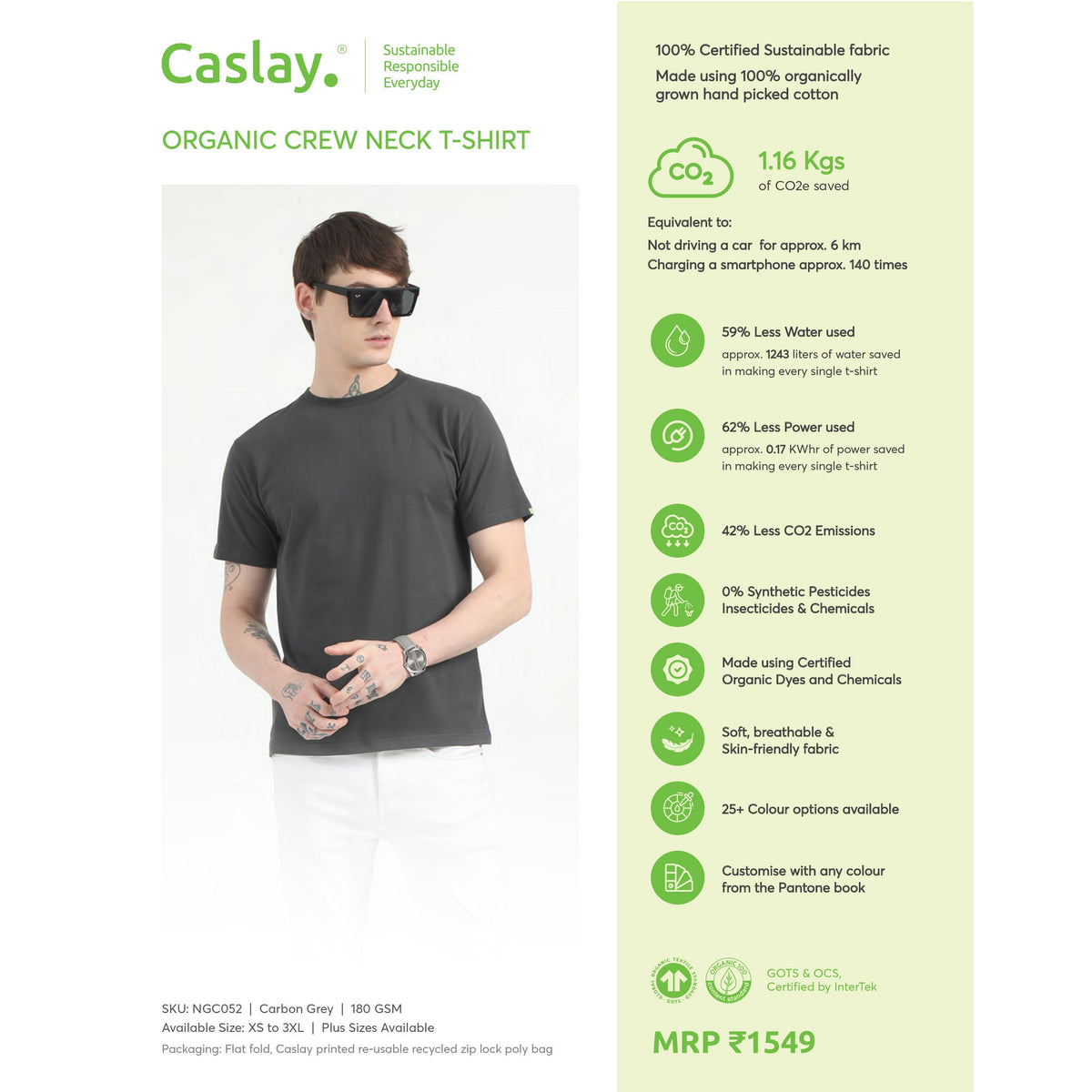 Caslay Organic Crew Neck T-shirt