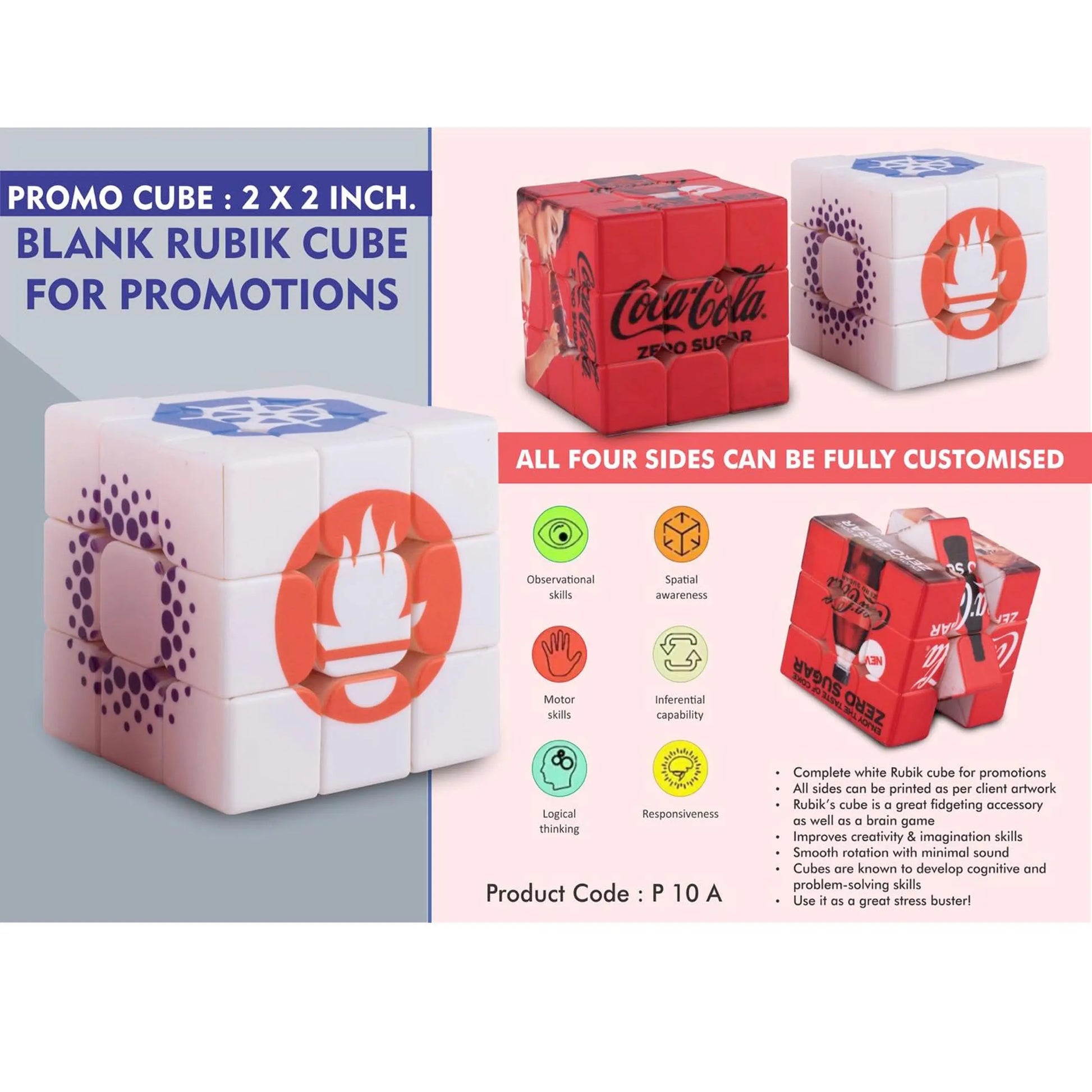 Promo cube: 3 x 3 inch Blank Rubik Cube for promotions  -  P 10a MARSH Corporate gifts