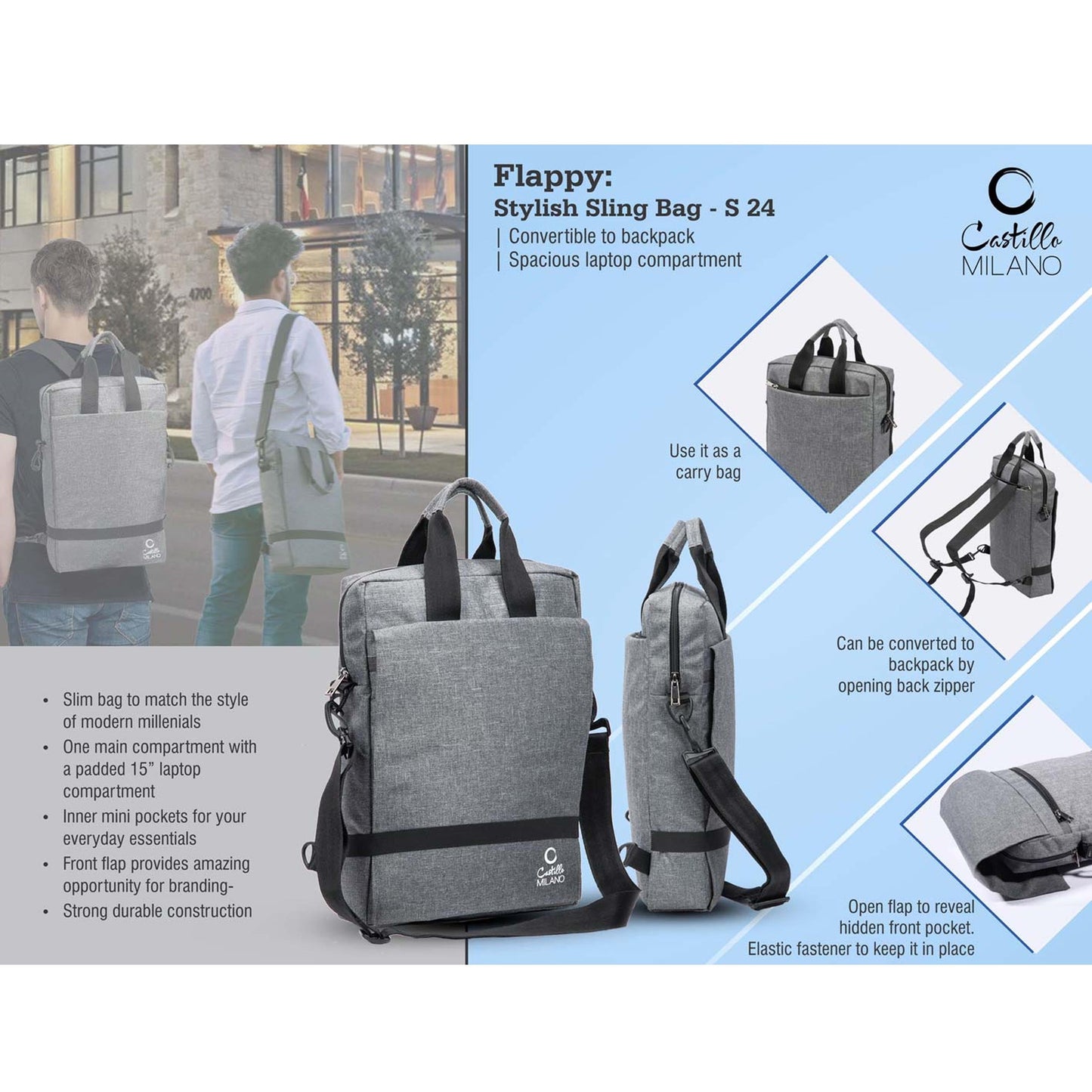 Flappy: Stylish Sling bag | Convertible to backpack | Spacious laptop compartment - S 24 MARSH Corporate gifts