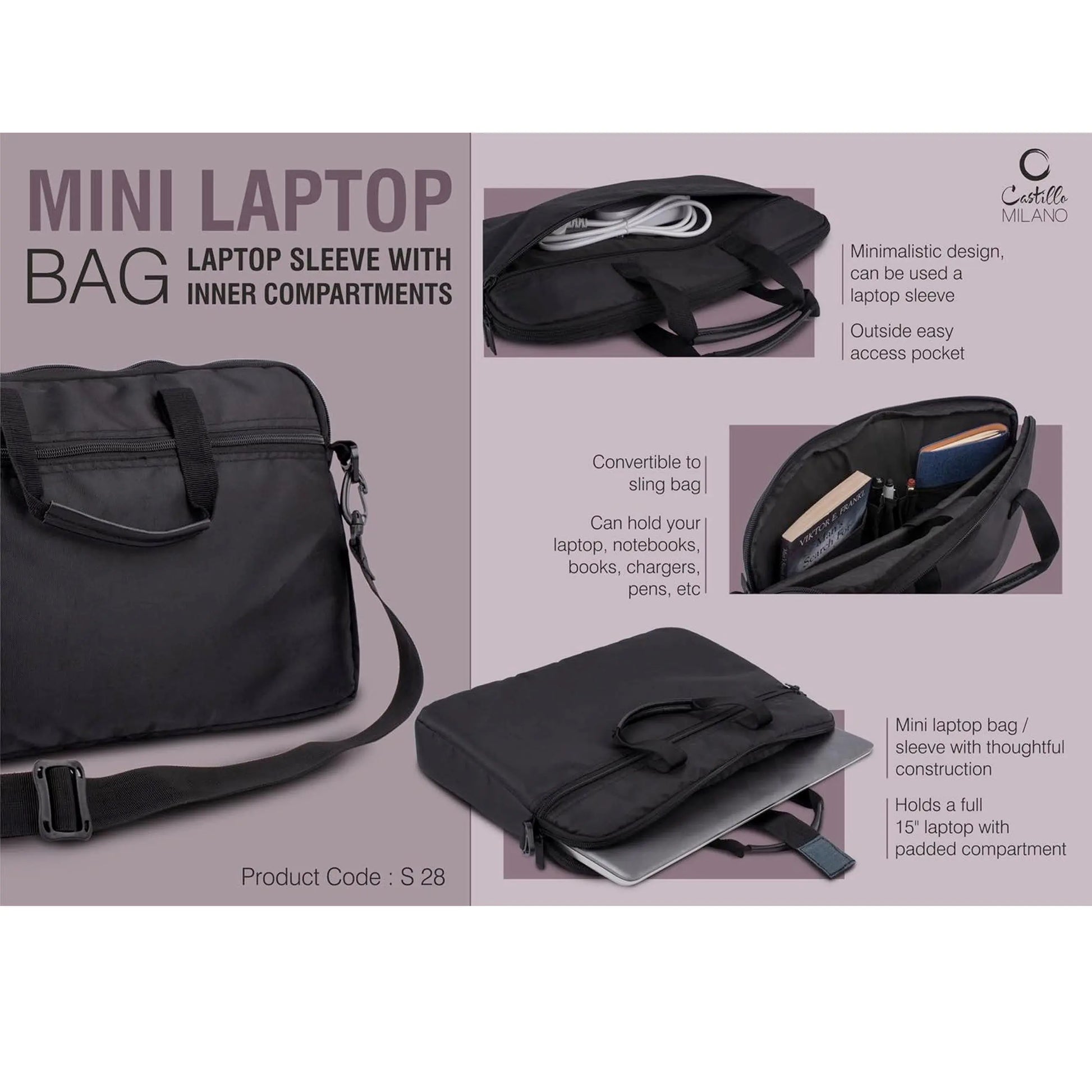 Mini Laptop bag / Laptop Sleeve with inner compartments | Convertible to Sling Bag  - S 28 MARSH Corporate gifts