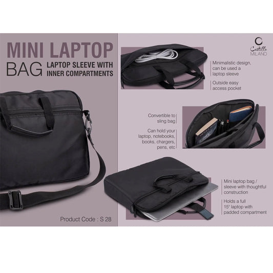 Mini Laptop bag / Laptop Sleeve with inner compartments | Convertible to Sling Bag  - S 28 MARSH Corporate gifts