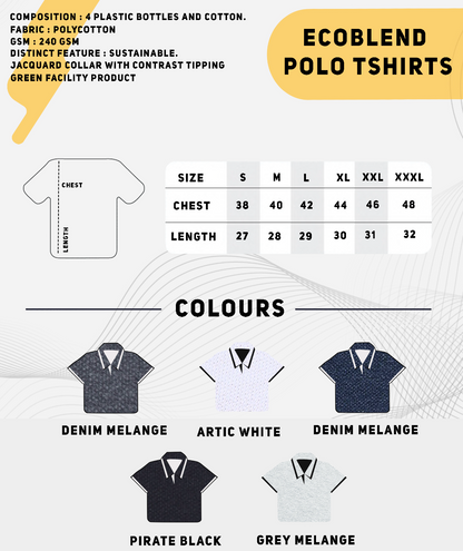 EcoBlend Polo Tshirts - Black with White Tipping MARSH