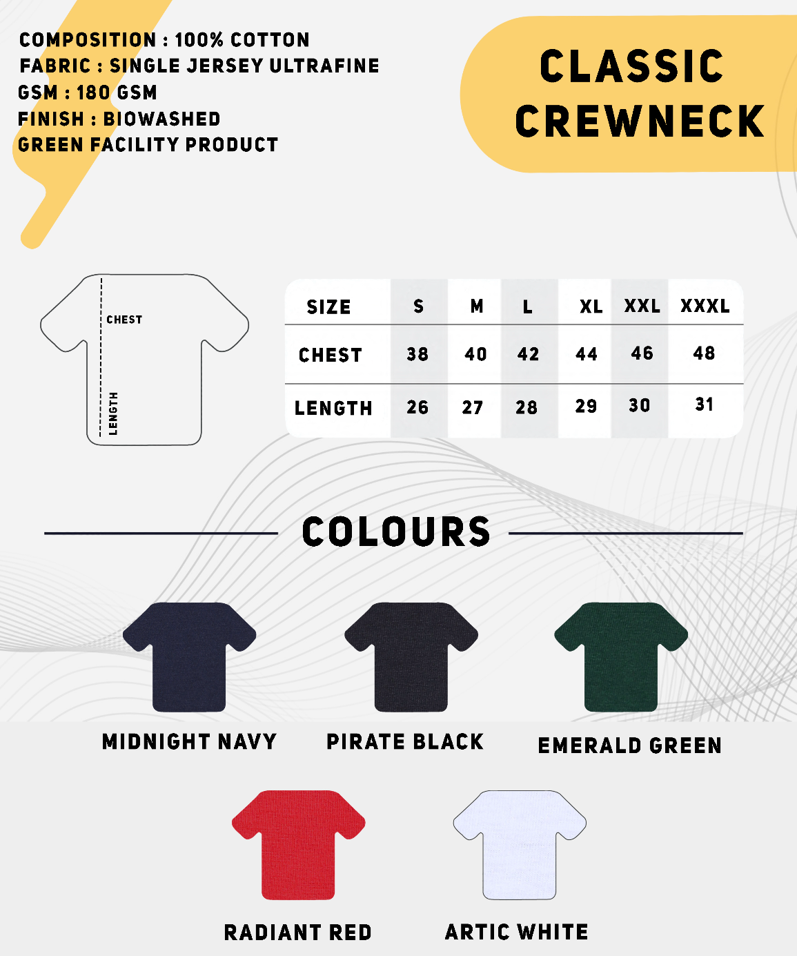 Biowashed Round Neck 100% Cotton Tshirt MARSH