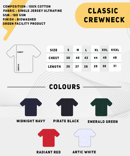 Biowashed Round Neck 100% Cotton Tshirt MARSH