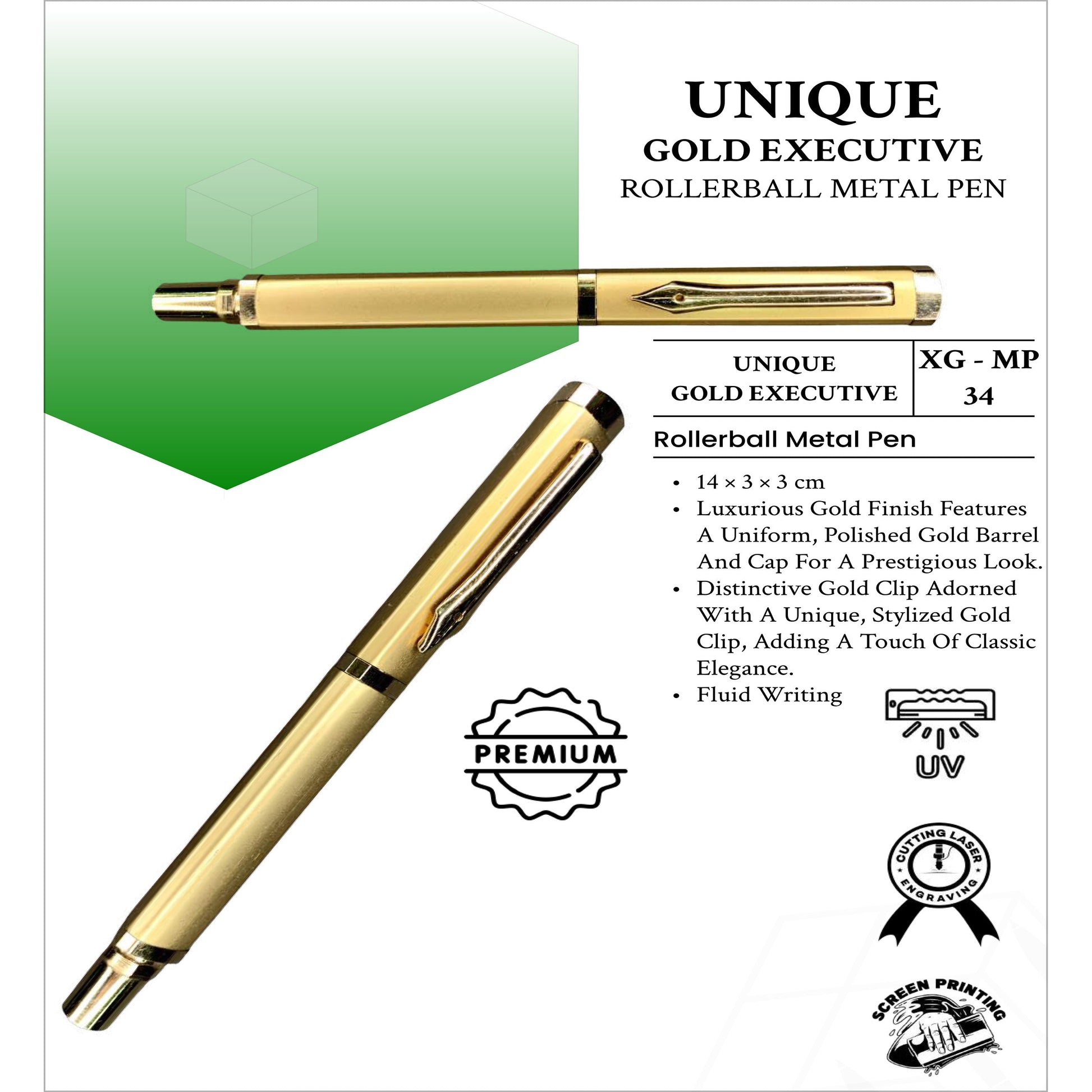 Unique Gold Executive RollerBall Metal Pen XG -MP34 MARSH Corporate gifts