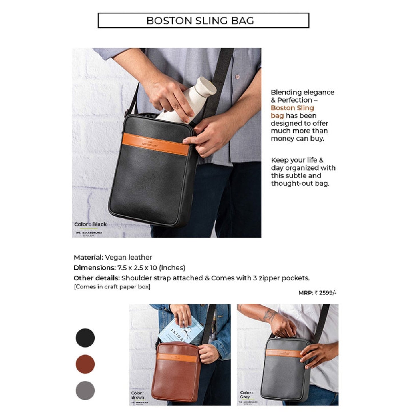 BOSTON UNISEX SLING BAG - LEATHER BAG MARSH Corporate gifts