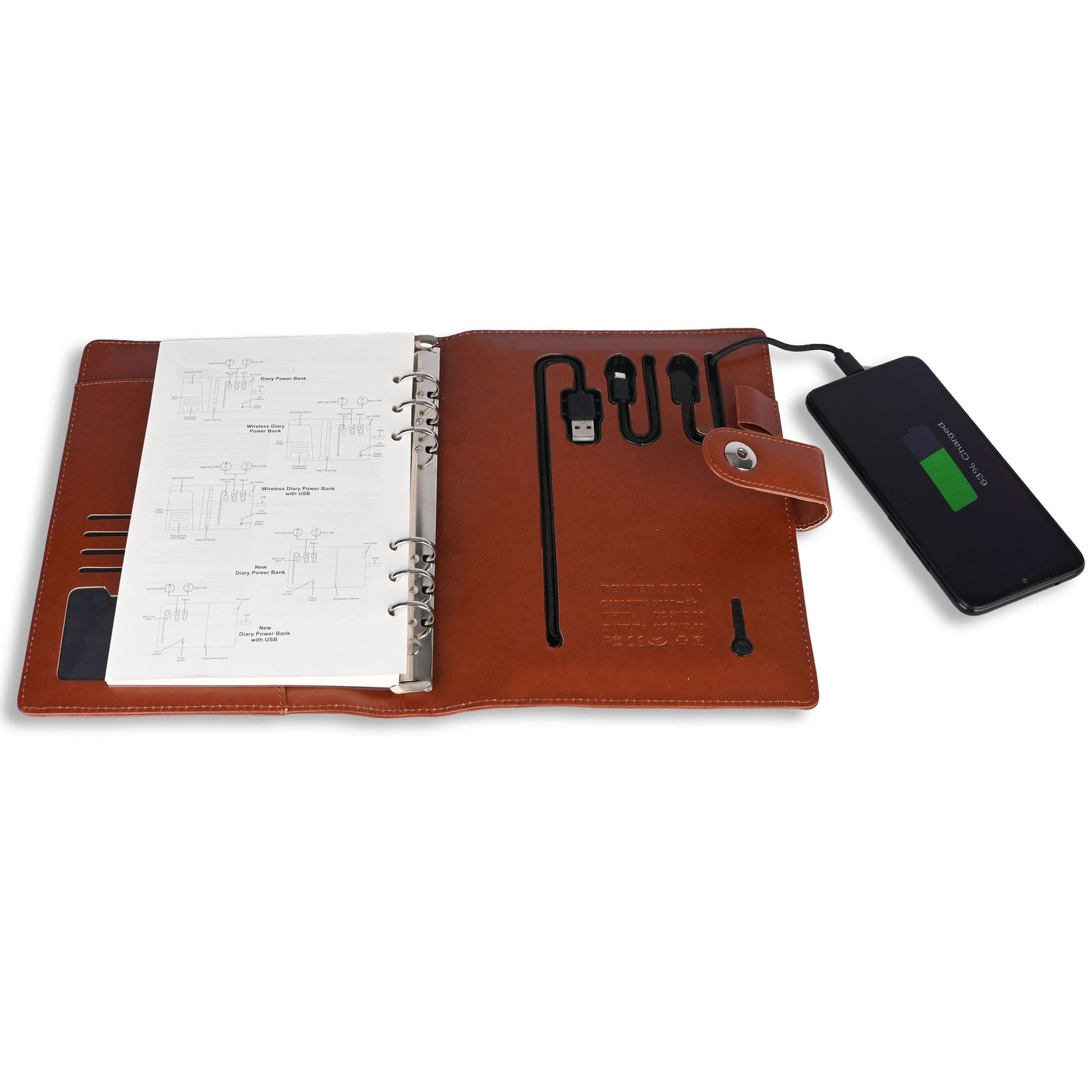 Diary Power Bank 5000 mAh Brown (Button) MARSH Corporate gifts