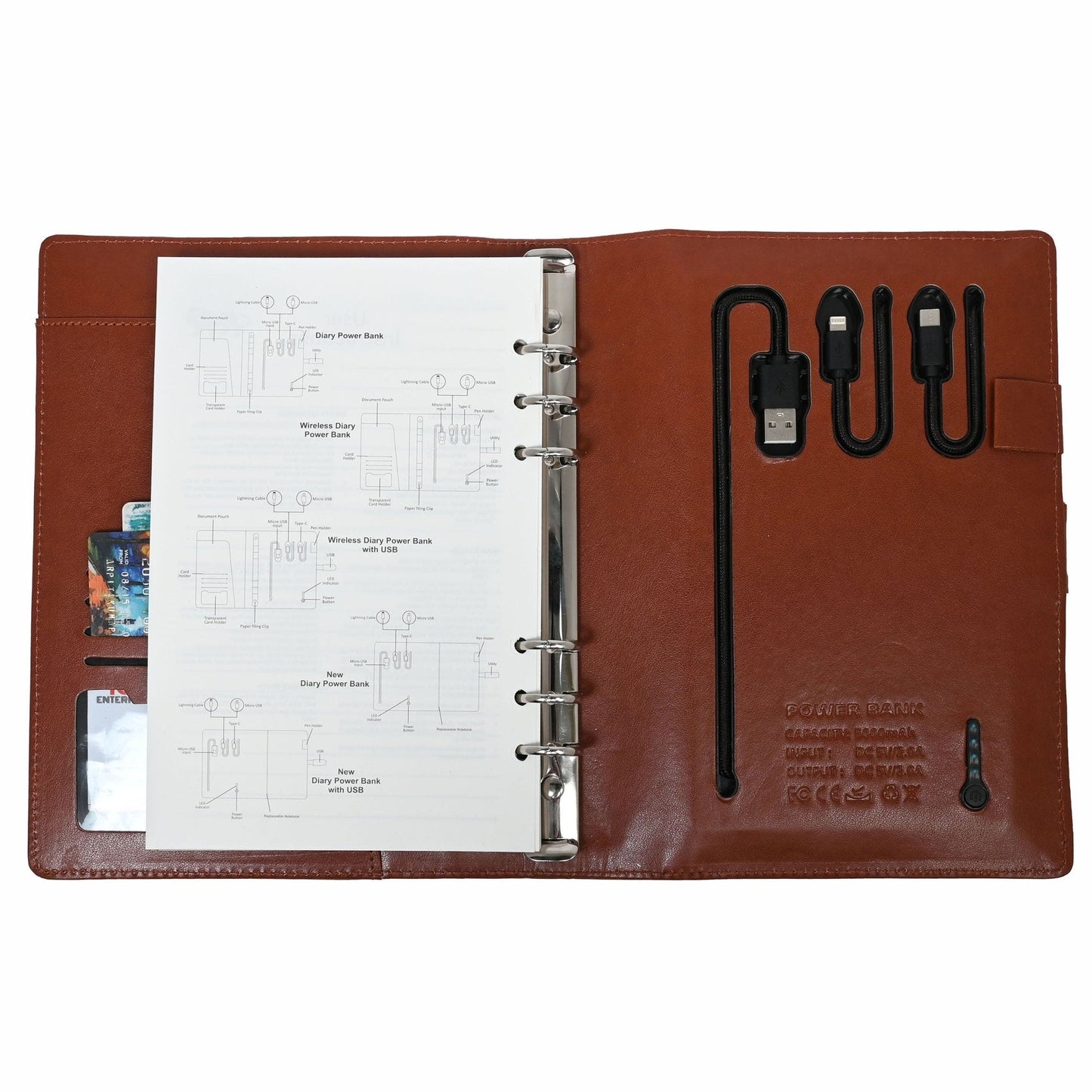 Diary Power Bank 5000 mAh Brown (Button) MARSH Corporate gifts