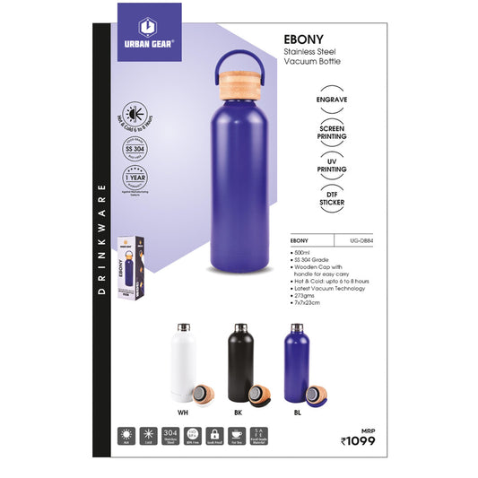URBAN GEAR - Ebony - Stainless Steel Hot n Cold Bottle (500ml) - UG-DB84 MARSH Corporate gifts