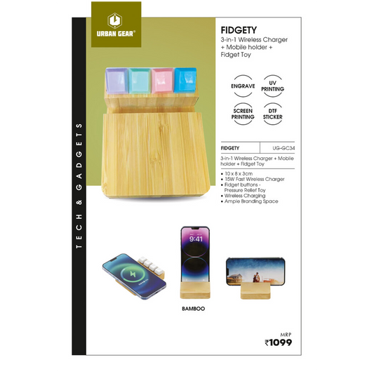 URBAN GEAR - Fidgety - 3-in-1 15W Charger + Mobile Holder + Fidget Toy   - UG-GC34 MARSH Corporate gifts