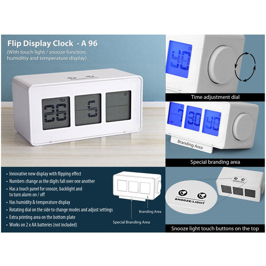 Flip Display Clock with Touch Light & Snooze Function - A 96 MARSH Corporate gifts