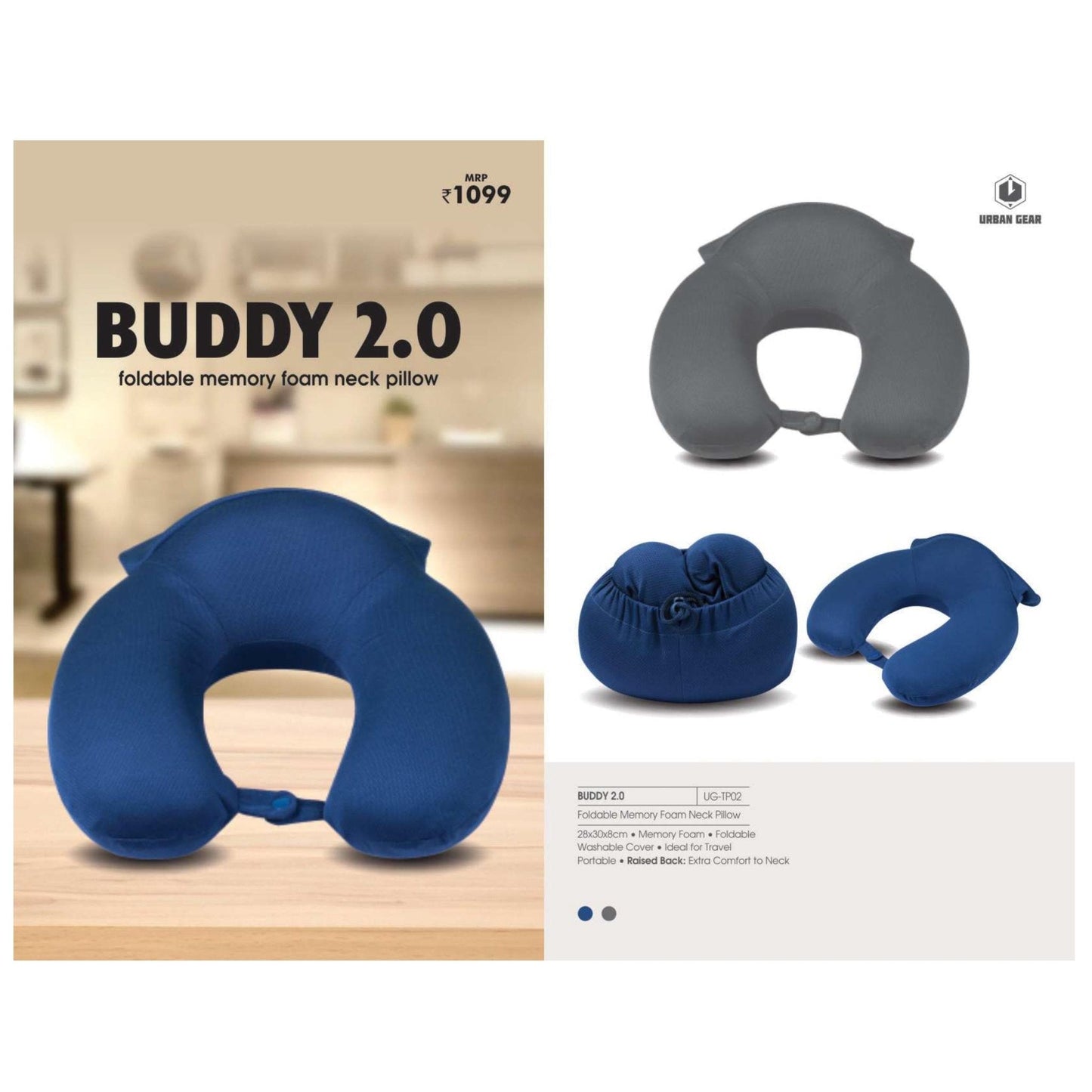 Foldable Memory Foam Travel Neck Pillow - UG-TP02 MARSH Corporate gifts