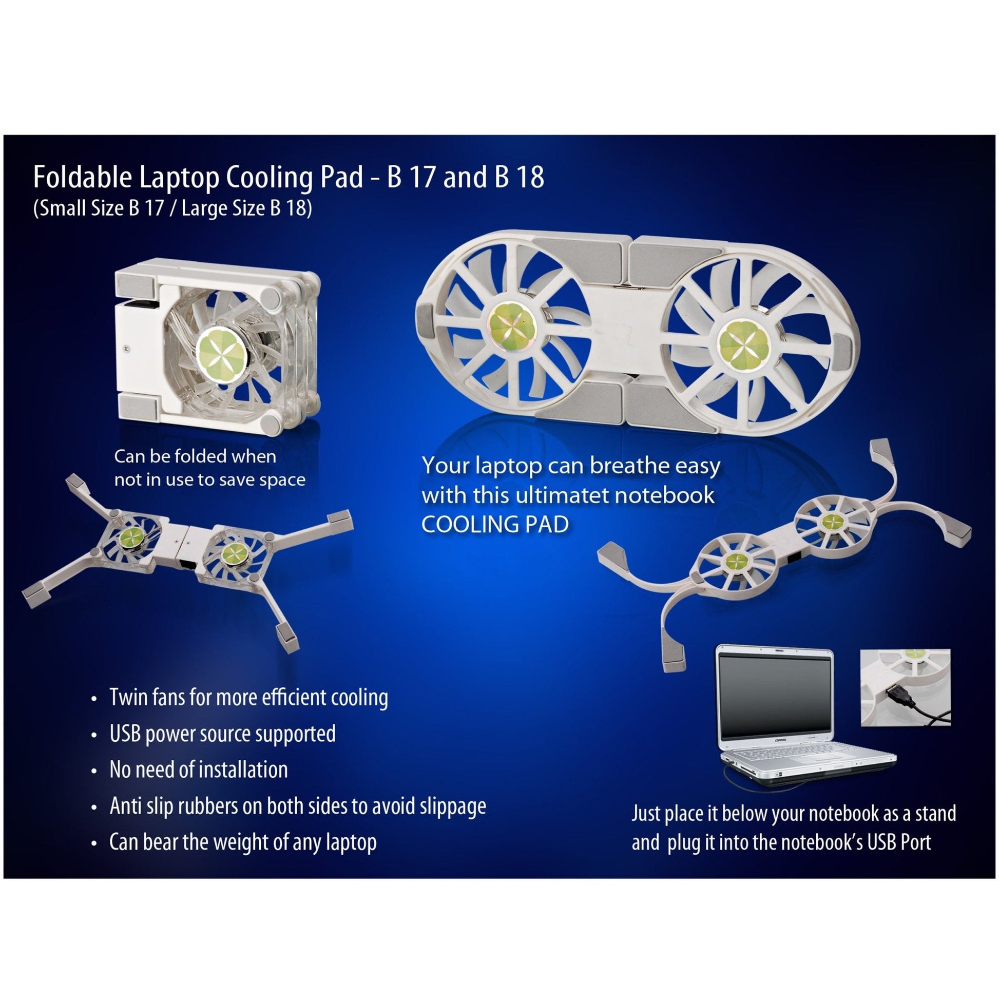 Folding Laptop Stand With USB Fan (Small) - CB 17 MARSH Corporate gifts