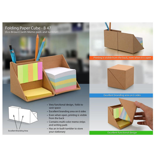 Folding Paper Cube with Memo Pad and Tumbler - B 47 MARSH Corporate gifts