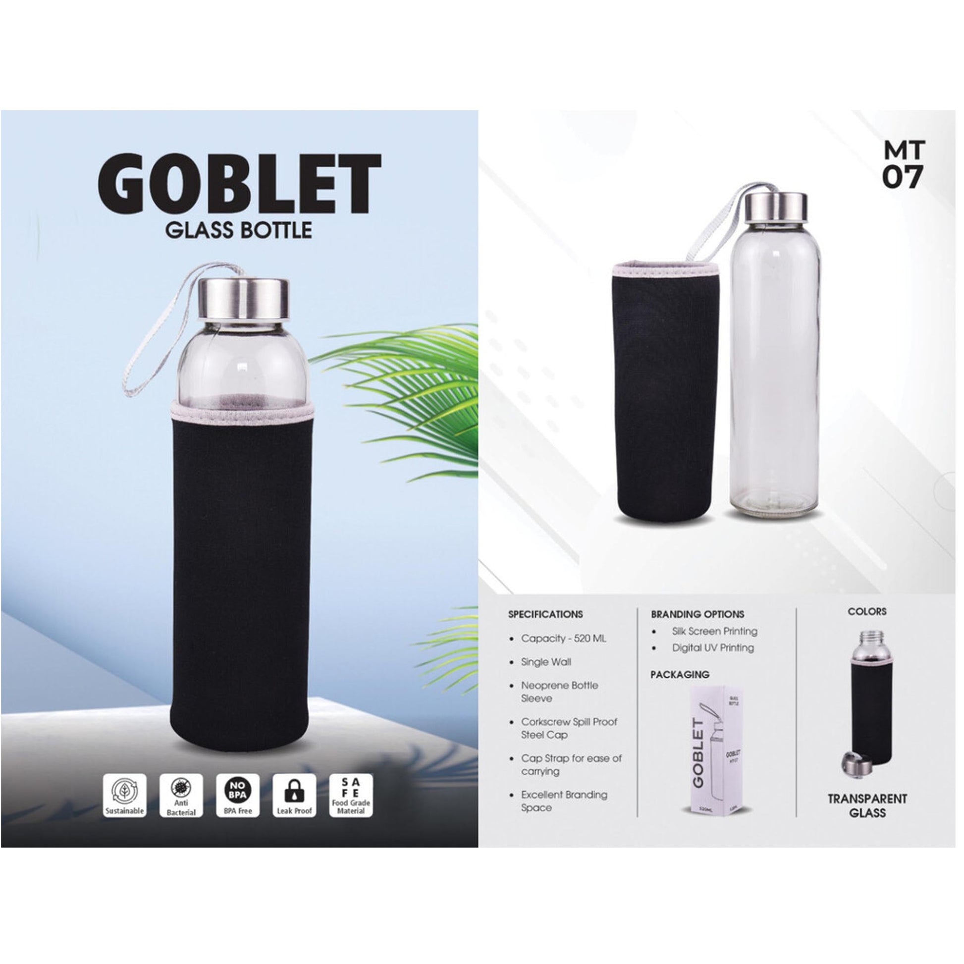URBAN GEAR - Goblet - Glass Bottle (520ml)  - UG-07 MARSH Corporate gifts