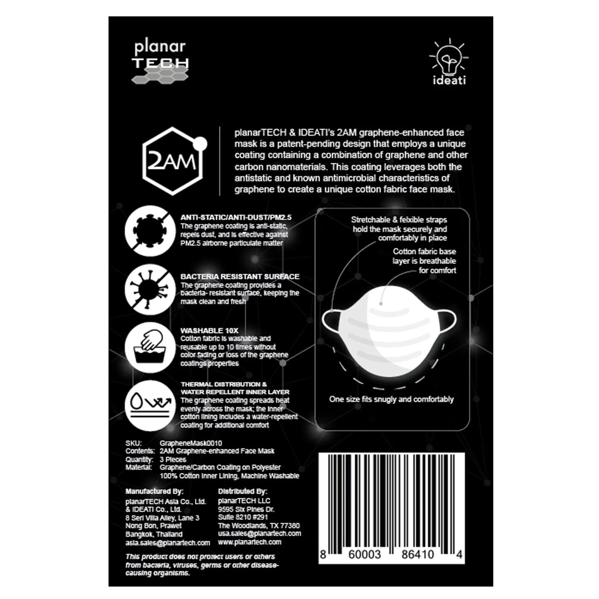 GRAPHENE-ENHANCED FACE MASK, PACK OF 3 MARSH Stationery