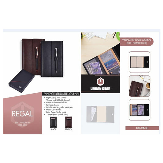 URBAN GEAR - Vintage Style Refillable Notebooks - regal - UG-ON30 MARSH Corporate gifts