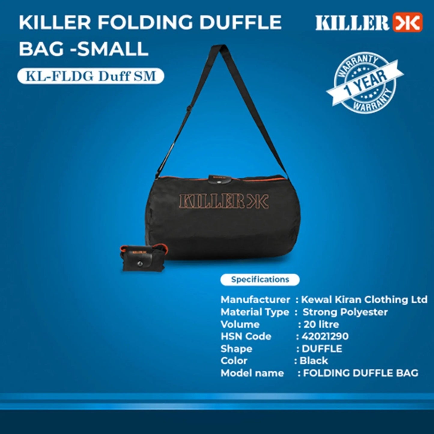 Killer Folding Duffle Bag - Small MARSH Corporate gifts