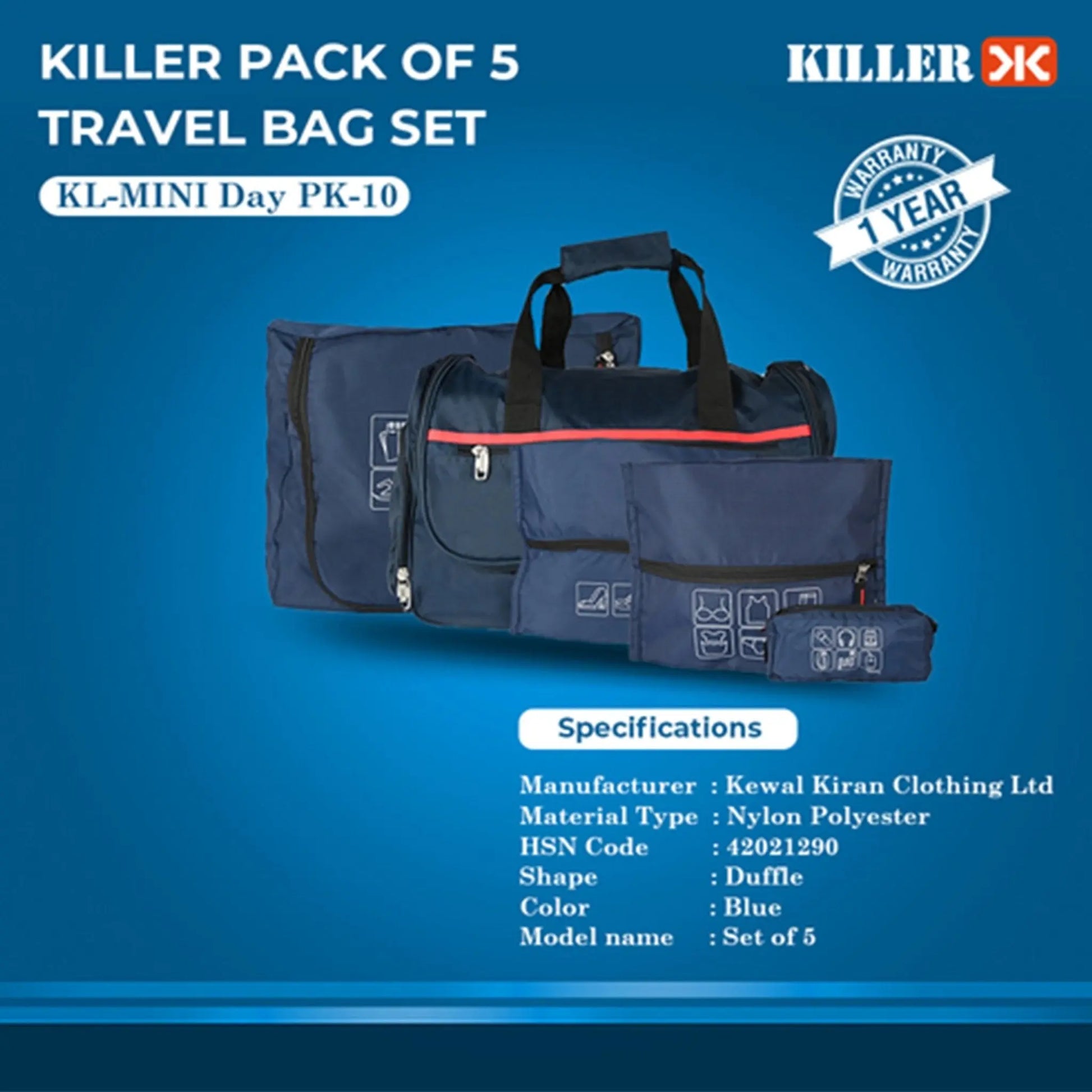 Killer Pack Of 5 Travel Bag Set MARSH Corporate gifts