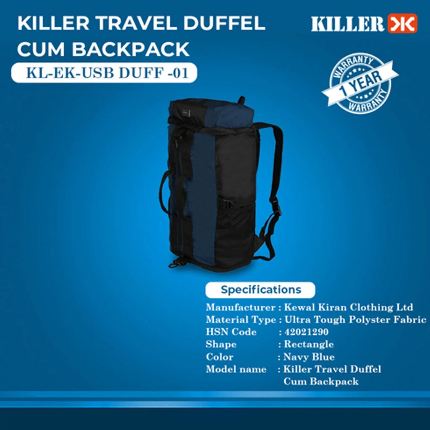 Killer Travel Duffel Cum Backpack MARSH Corporate gifts