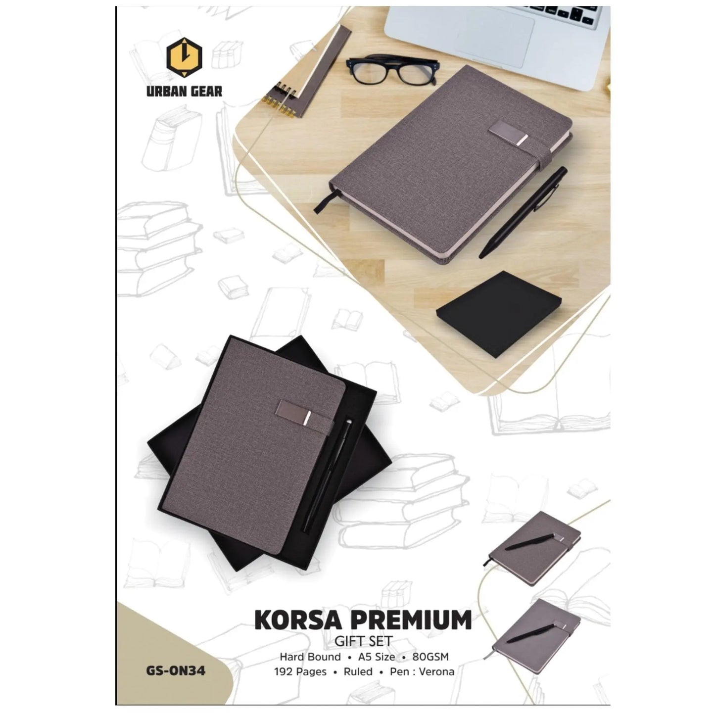 Korsa Premium Stationary Gift Set - Book + Pen - GS-ON34 MARSH Corporate gifts