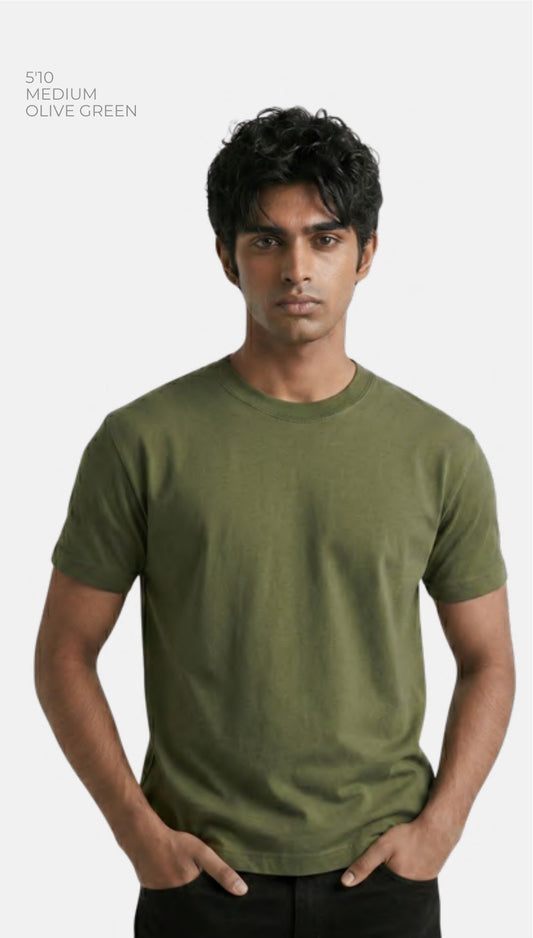 Bio-wash Cotton Round Neck T-shirt – Quality 150 (150 GSM) – model wearing