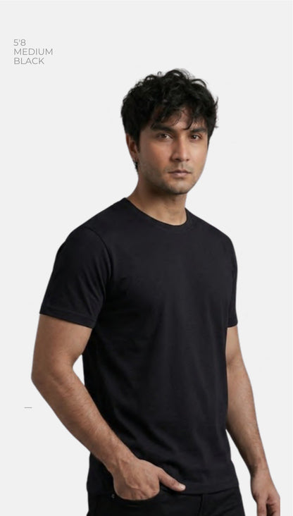 Bio-wash Cotton Round Neck T-shirt – Quality 200 (200 GSM) – model wearing