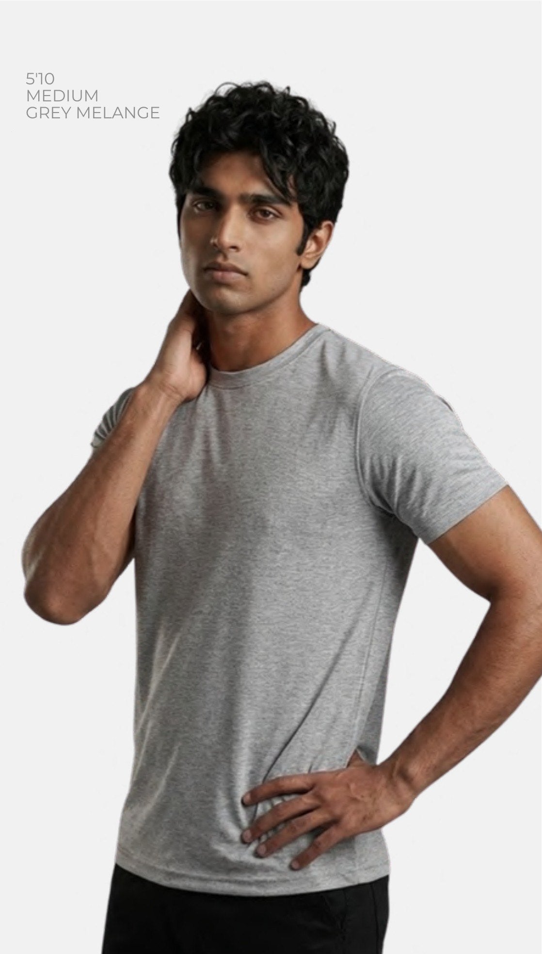 Combed Cotton Round Neck T-shirt – Quality 424 (180 GSM) – model wearing