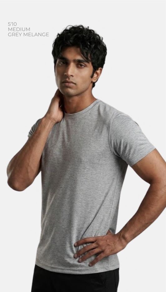 Combed Cotton Round Neck T-shirt – Quality 424 (180 GSM) – model wearing