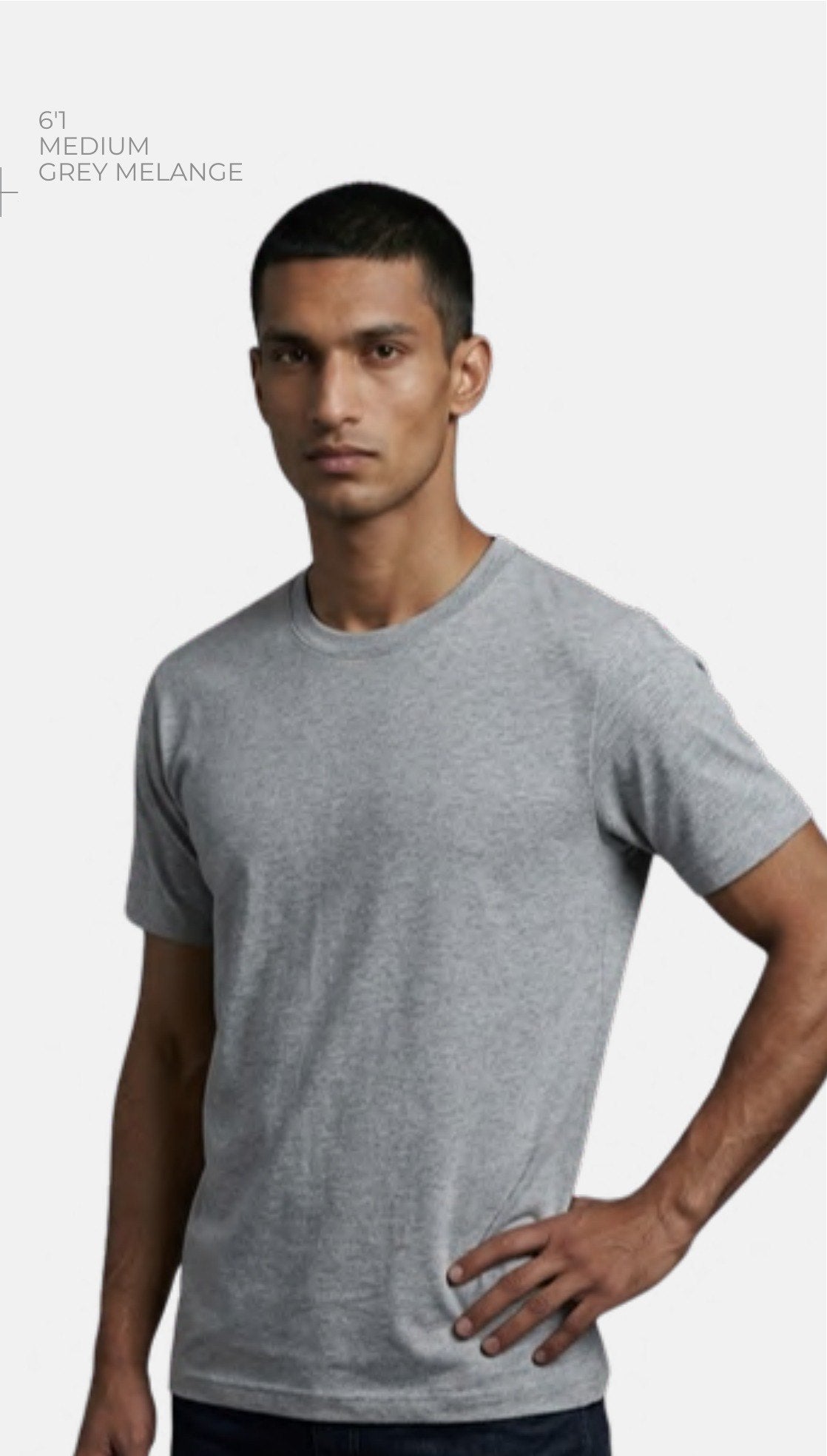 Combed Cotton Round Neck T-shirt – Quality 9.5 (150 GSM) – model wearing