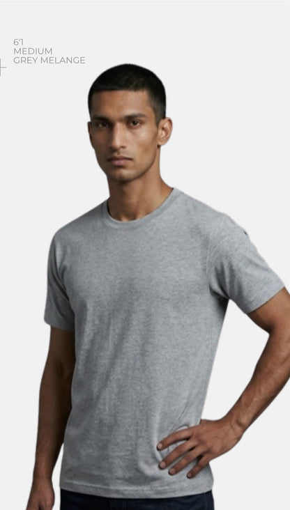 Combed Cotton Round Neck T-shirt – Quality 9.5 (150 GSM) – model wearing