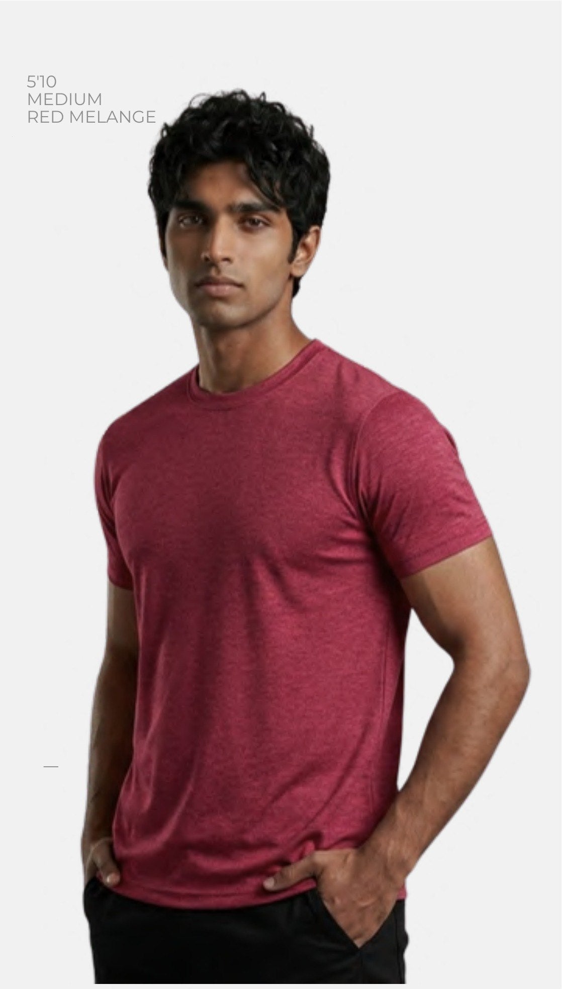 Poly-Cotton Round Neck T-shirt – Quality 10 (150 GSM) – model wearing