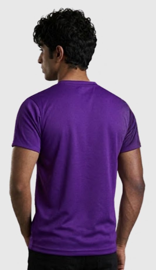 Cotton-feel Spun Poly Round Neck T-shirt – Quality 300 (150 GSM) – side view