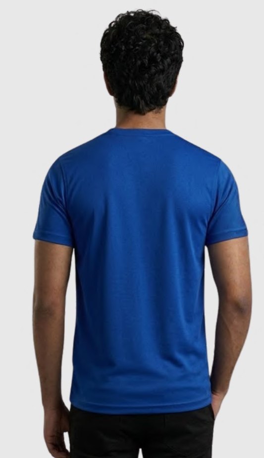 Cotton-feel Spun Poly Round Neck T-shirt – Quality 450 (180 GSM) – side view