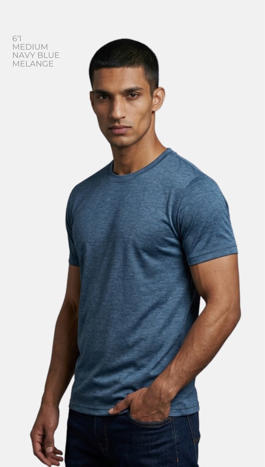 Dri-fit Dot-knit Round Neck T-shirt – Quality 321 (160 GSM) – model wearing