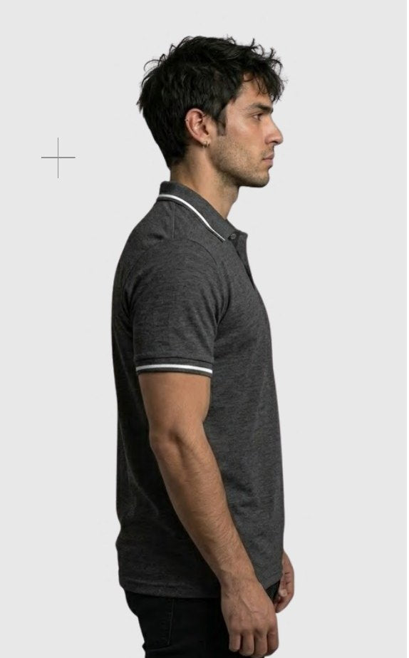 Poly-Cotton Polo T-shirt with Tipping – Quality 053 (180 GSM) – back view
