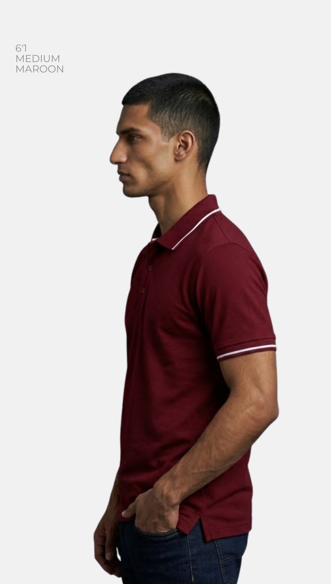 Cotton-touch Poly-Cotton Polo T-shirt with Tipping – Quality 144 (230 GSM) – model wearing