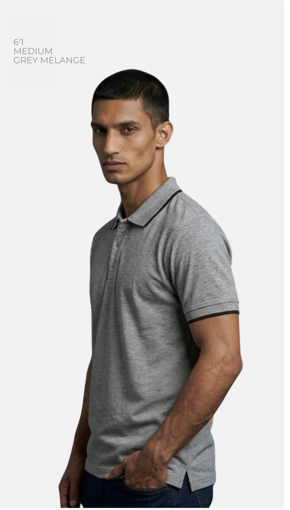 Dri-fit Polo T-shirt with Tipping – Quality OnePlus (180 GSM) – model wearing