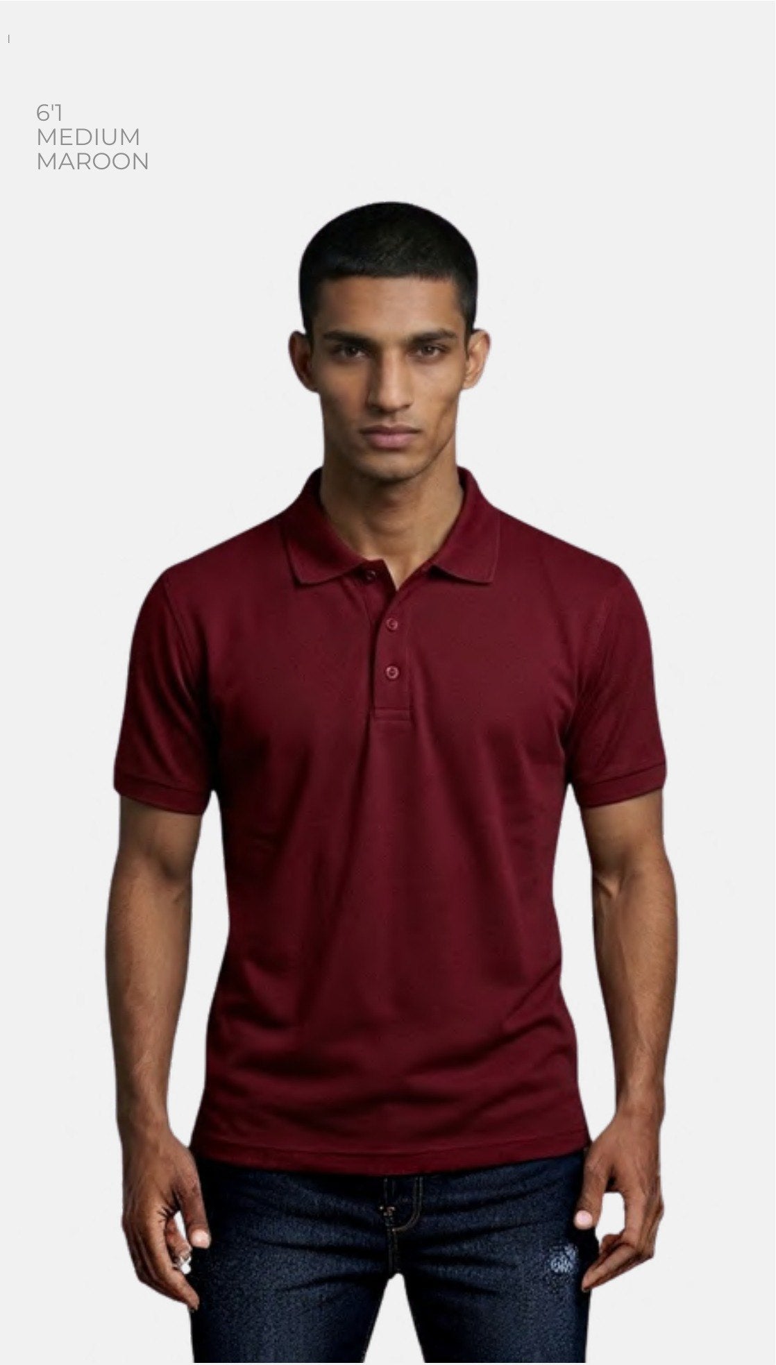 Cotton-feel Spun Poly Polo T-shirt – Quality 850 (240 GSM) – model wearing