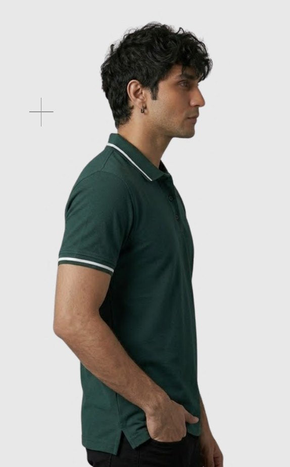 Cotton-feel Spun Poly Polo T-shirt with Tipping – Quality 007 (180 GSM) – back view