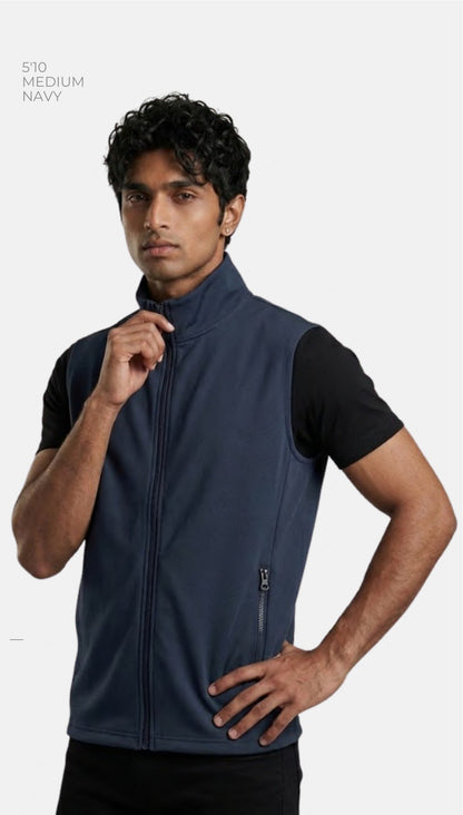 Stretch Poly-Spandex Sleeveless Zipper Jacket – Quality 1000 (280 GSM) – model wearing