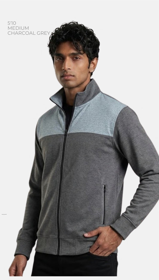 Stretch Poly-Spandex Two-tone Zipper Jacket – Quality 1001 (280 GSM) – model wearing
