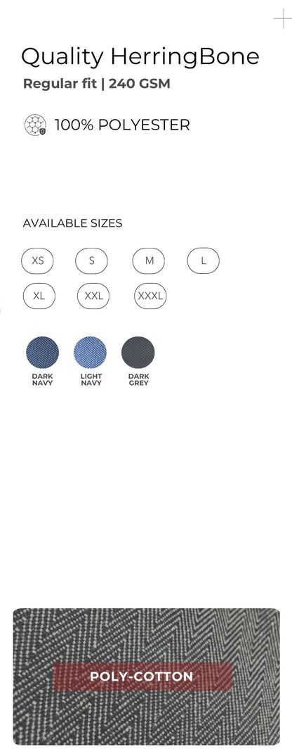 Herringbone Formal Shirt (240 GSM) – specifications and colour swatches
